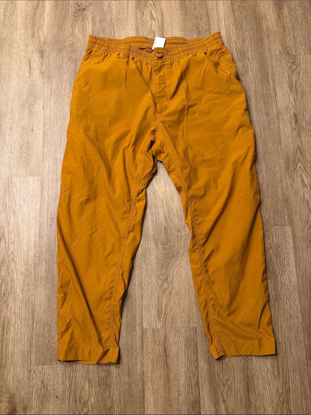 Nike Womens XL Mustard Gold Yellow Athletic Track Pants Elastic Waist Tapered